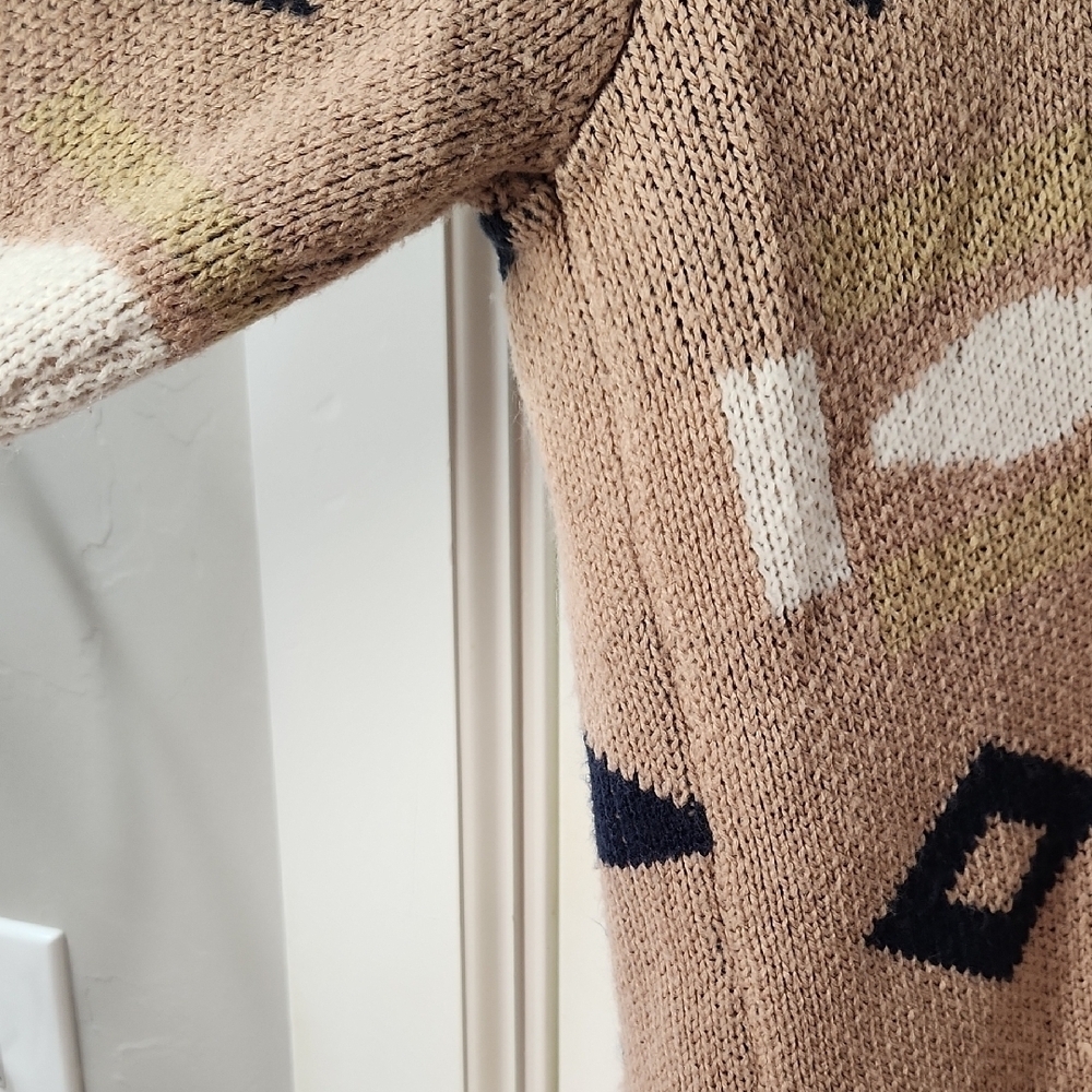 Haptics Aztec Patterned Open Front Cardigan in Blush and Navy - 2X - Picture 4 of 8
